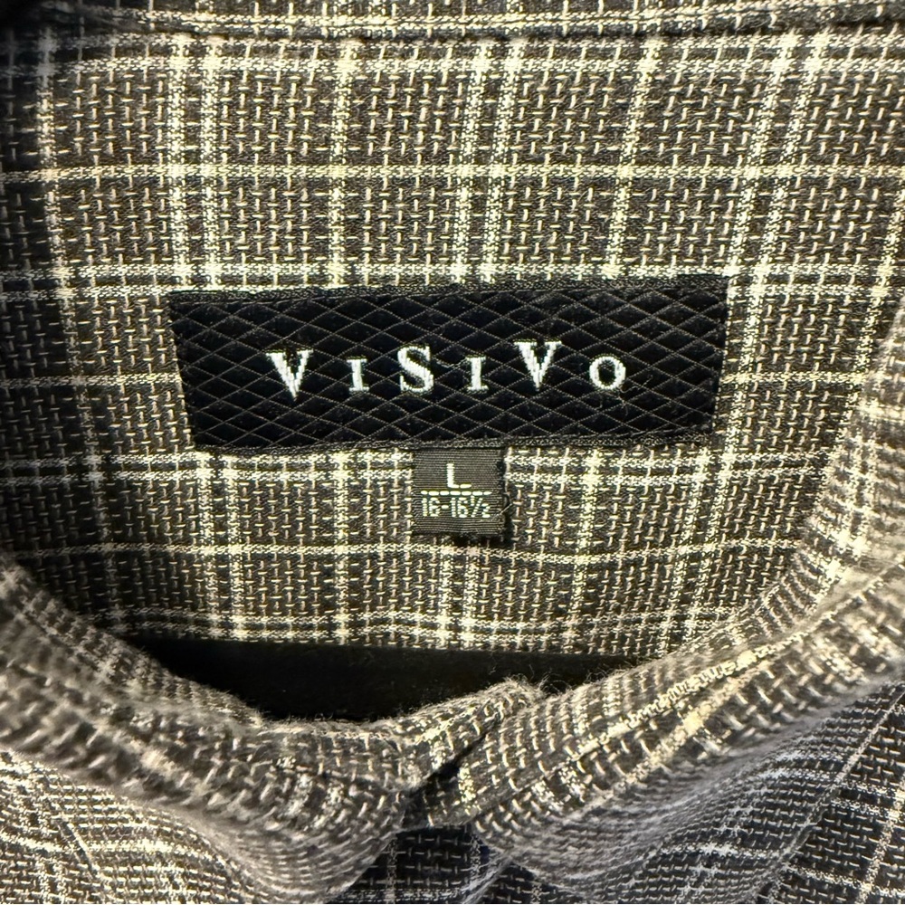 ViSiVo Textured Brown Plaid Button-Up Shirt Men’s L 16-16½‎ Classic Grandpacore - Picture 3 of 14